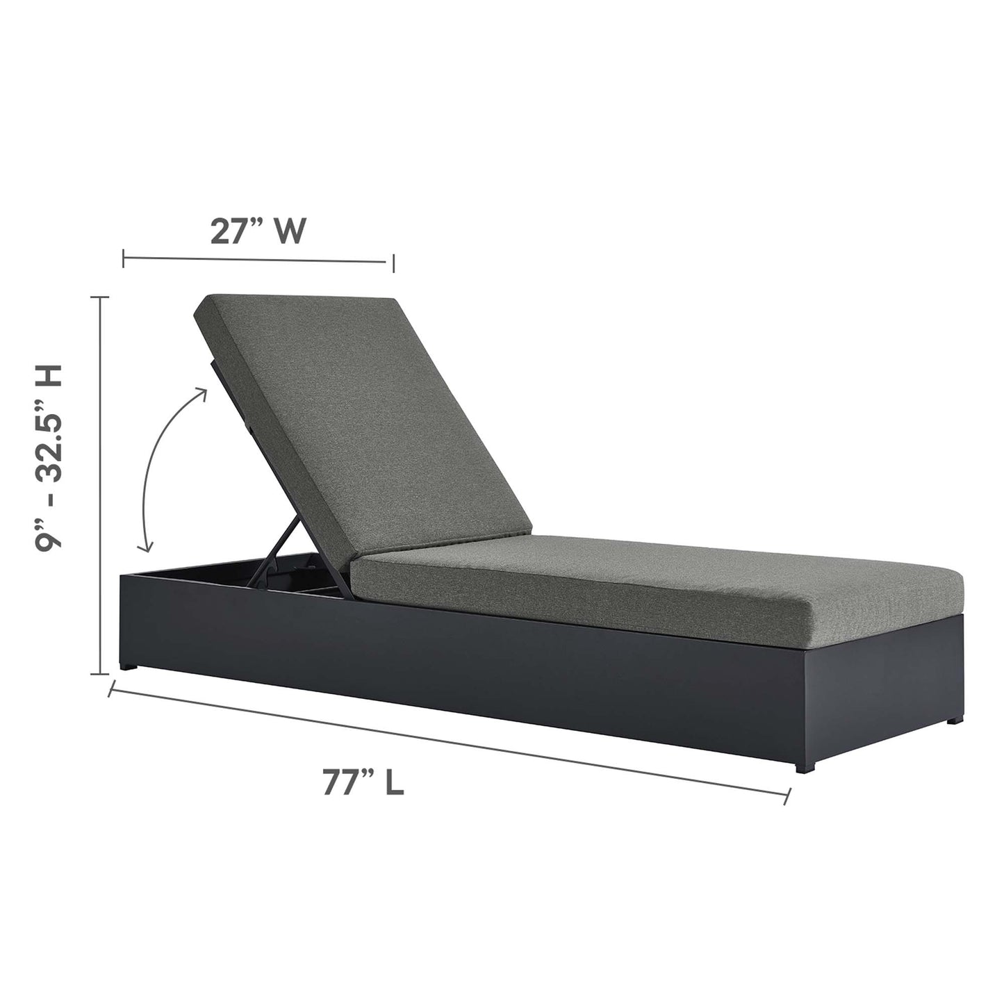 Tahoe Outdoor Patio Powder-Coated Aluminum Chaise Lounge Chair