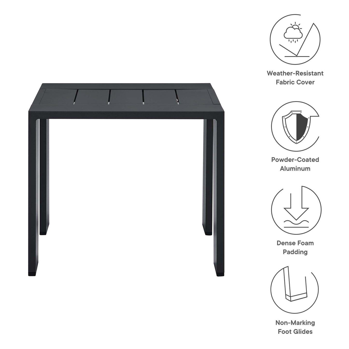 Mesa auxiliar de aluminio con revestimiento en polvo para exteriores Tahoe de Modway