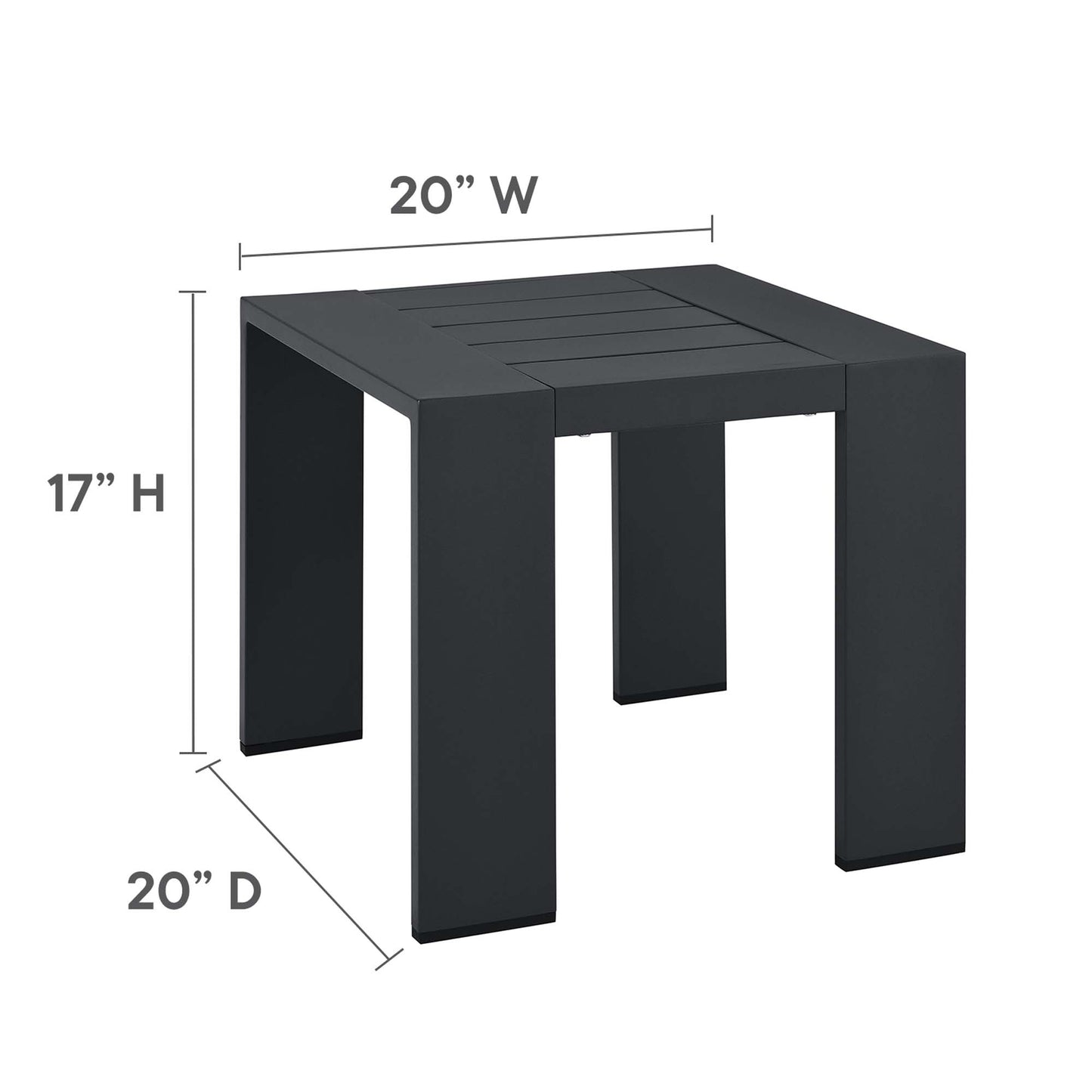 Mesa auxiliar de aluminio con revestimiento en polvo para exteriores Tahoe de Modway