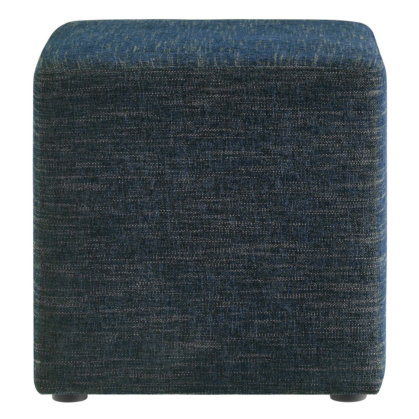 Callum 17" Square Woven Heathered Fabric Upholstered Ottoman