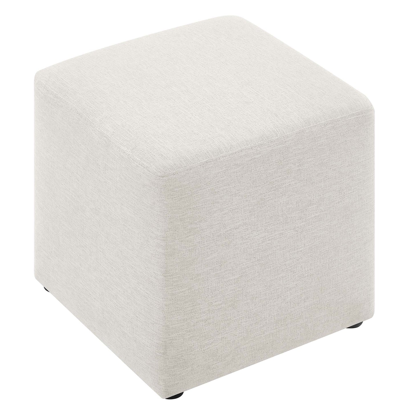 Callum 17" Square Woven Heathered Fabric Upholstered Ottoman