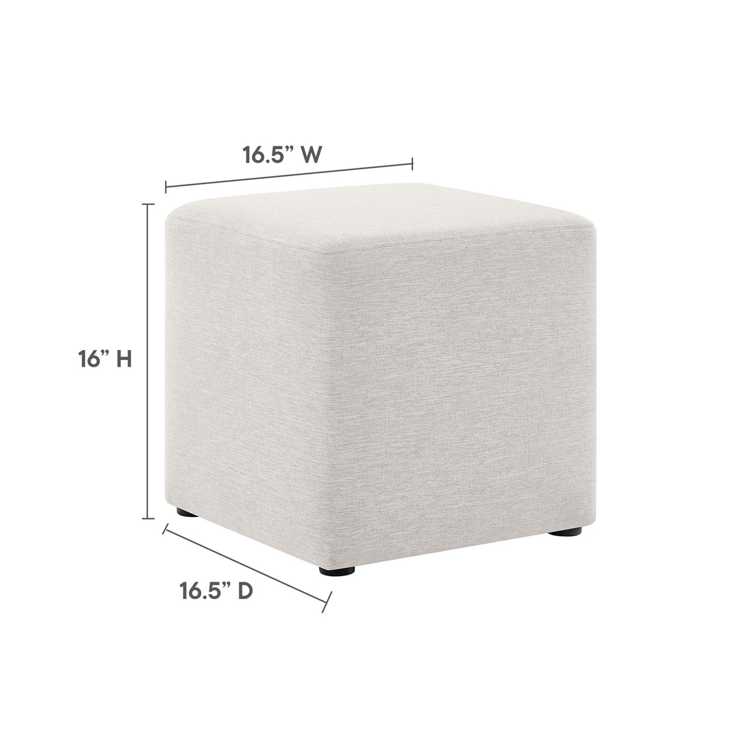 Callum 17" Square Woven Heathered Fabric Upholstered Ottoman