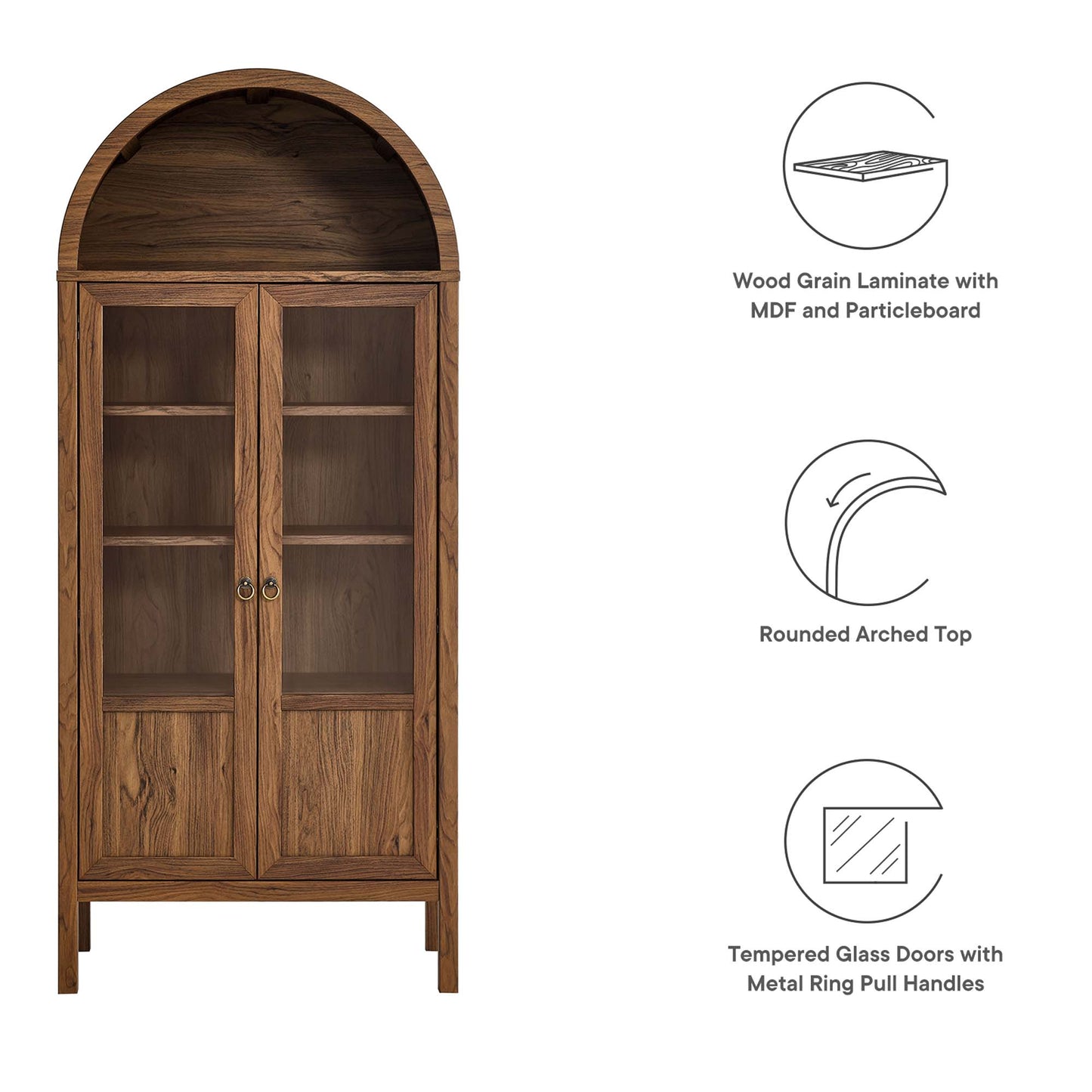 Tessa Tall Arched Storage Display Cabinet