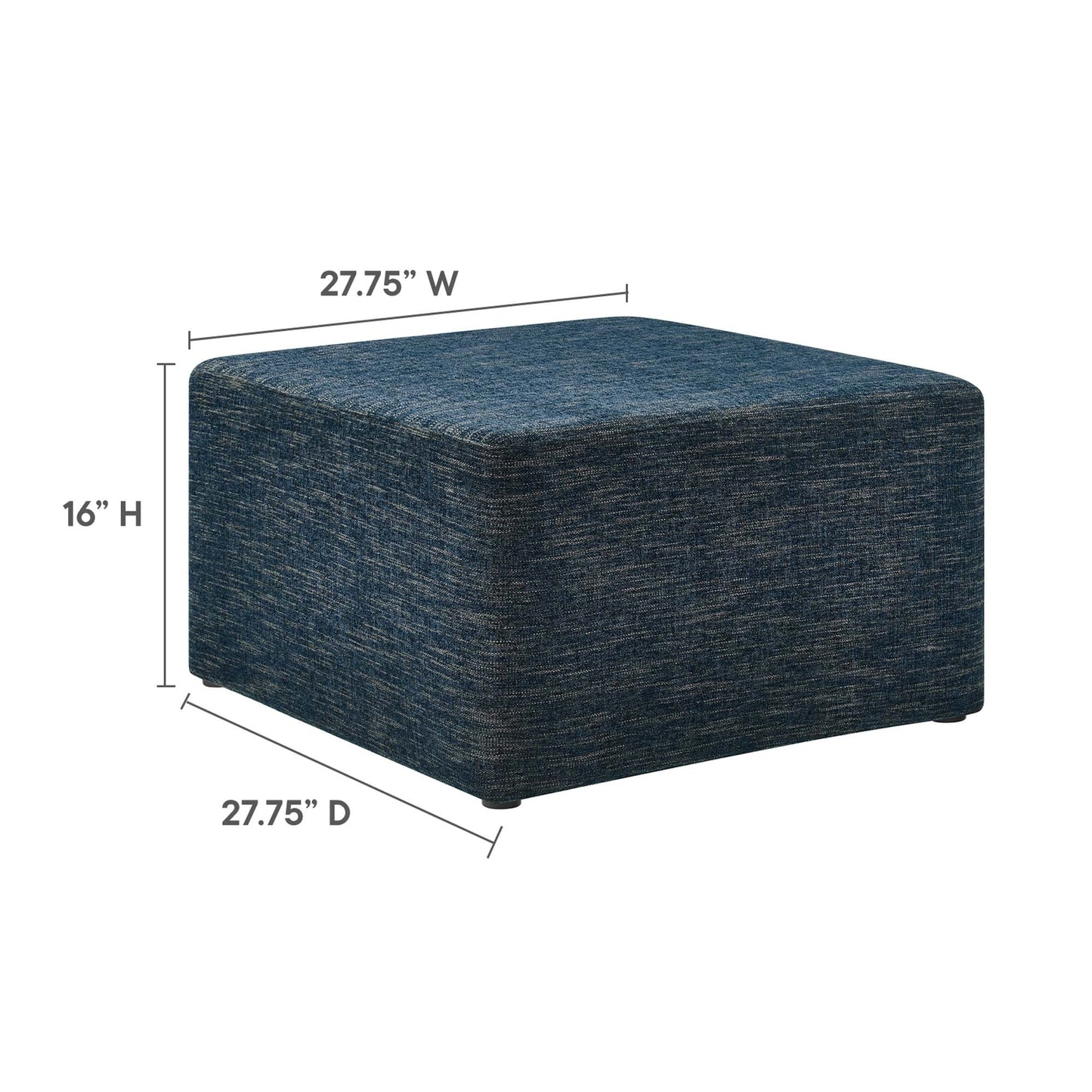 Callum Large 28" Square Woven Heathered Fabric Upholstered Ottoman