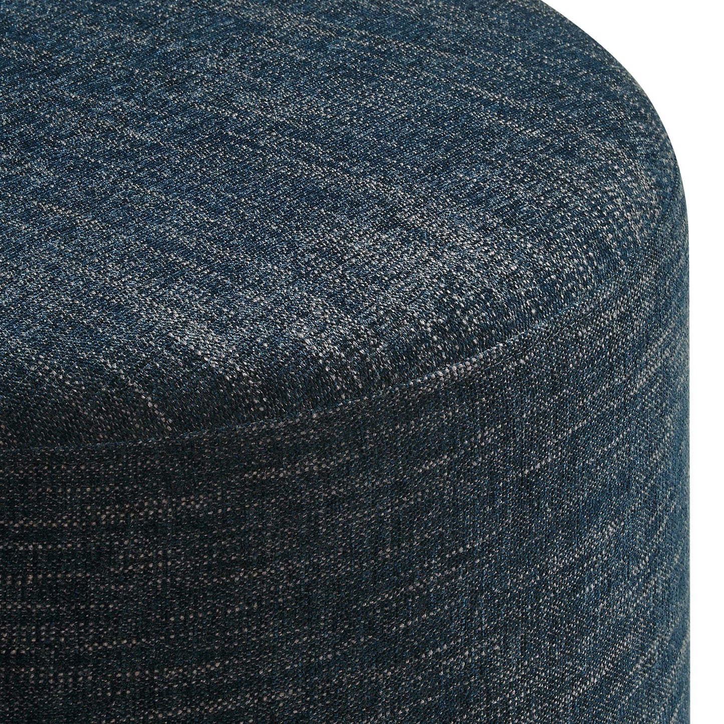 Callum Large 23" Round Woven Heathered Fabric Upholstered Ottoman