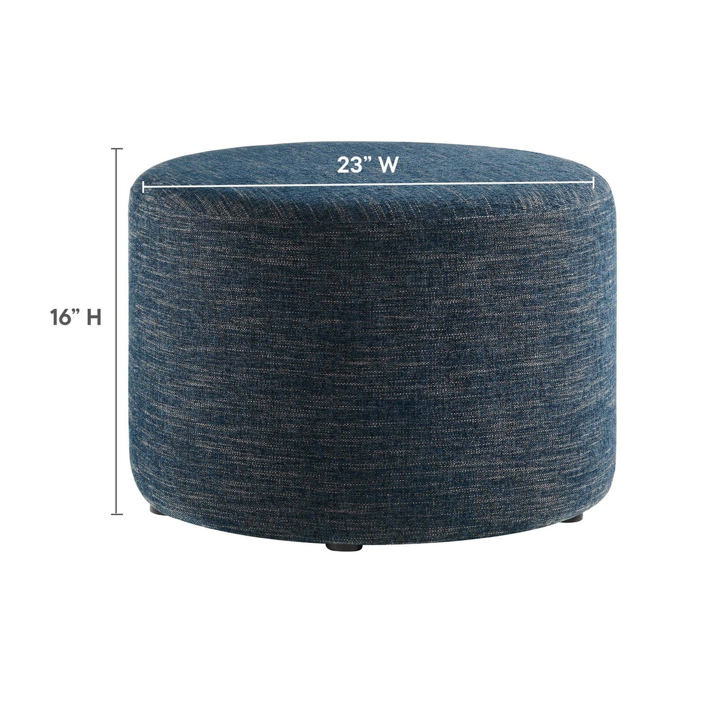 Callum Large 23" Round Woven Heathered Fabric Upholstered Ottoman