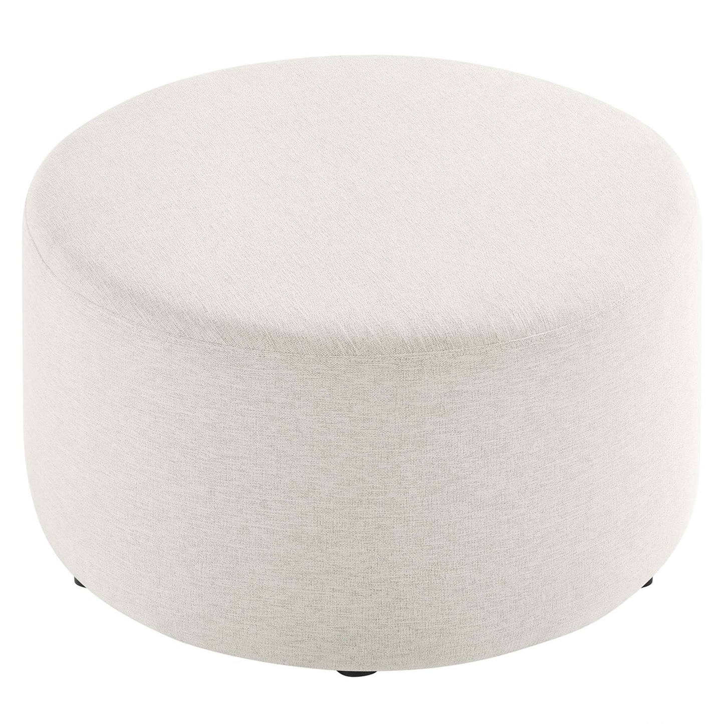 Callum Large 29" Round Woven Heathered Fabric Upholstered Ottoman