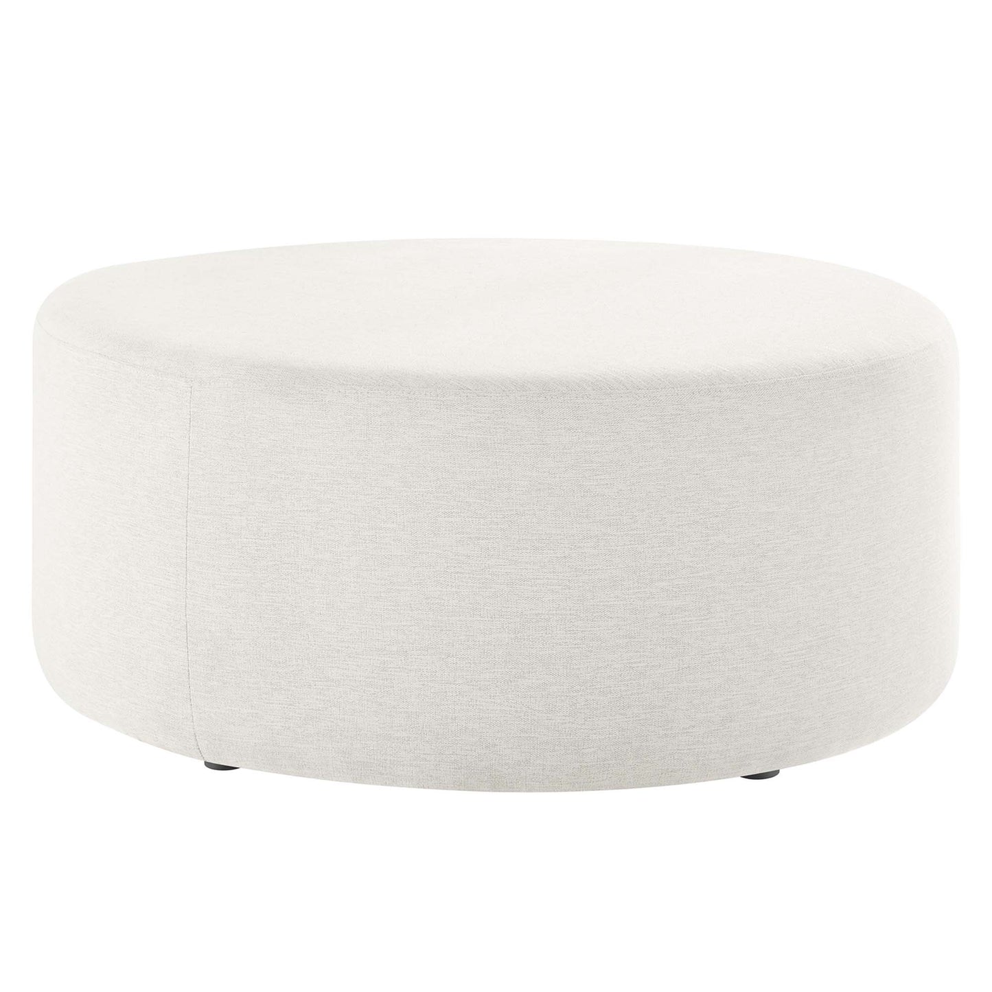 Callum Large 38" Round Woven Heathered Fabric Upholstered Ottoman