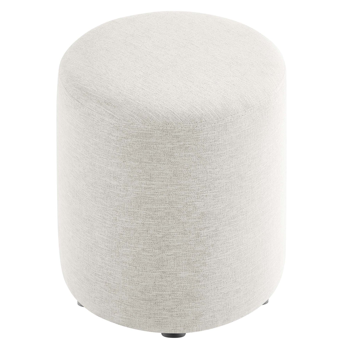 Callum 16" Round Woven Heathered Fabric Upholstered Ottoman