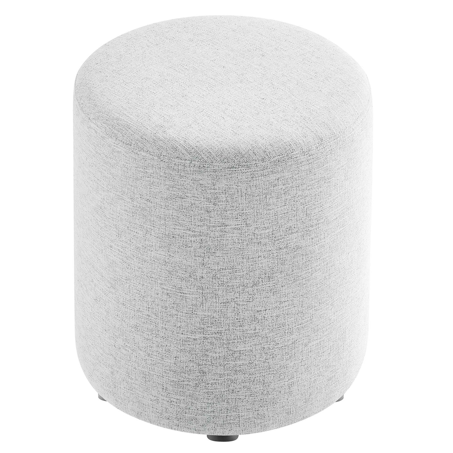 Callum 16" Round Woven Heathered Fabric Upholstered Ottoman