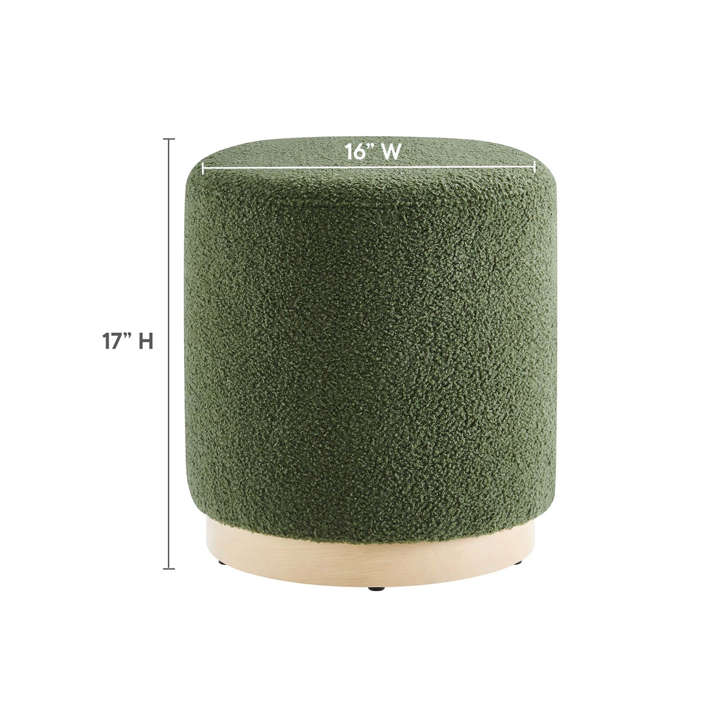 Tilden 16" Round Sherpa Upholstered Ottoman