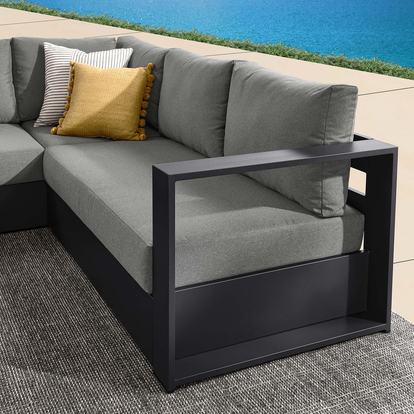 Tahoe 3-Piece Outdoor Patio Powder-Coated Aluminum Sectional Sofa Set