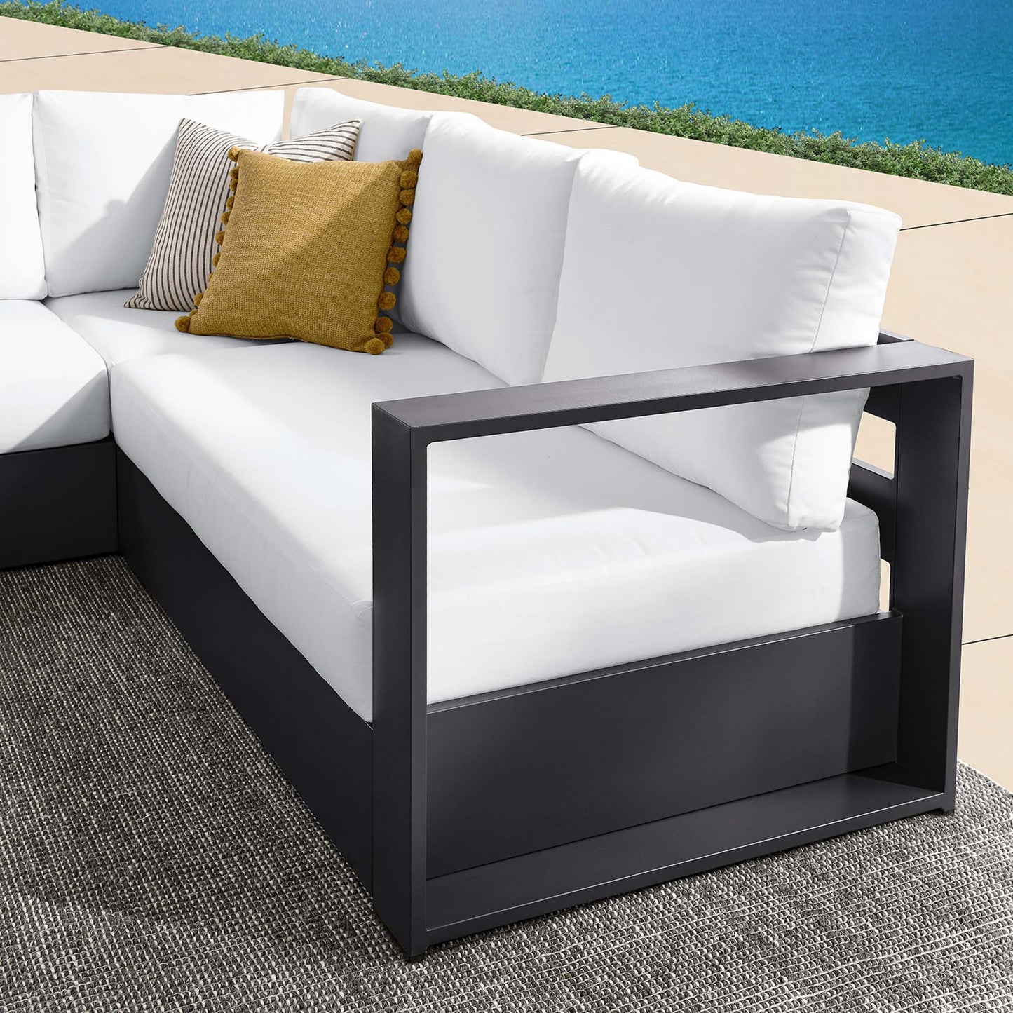 Tahoe 3-Piece Outdoor Patio Powder-Coated Aluminum Sectional Sofa Set