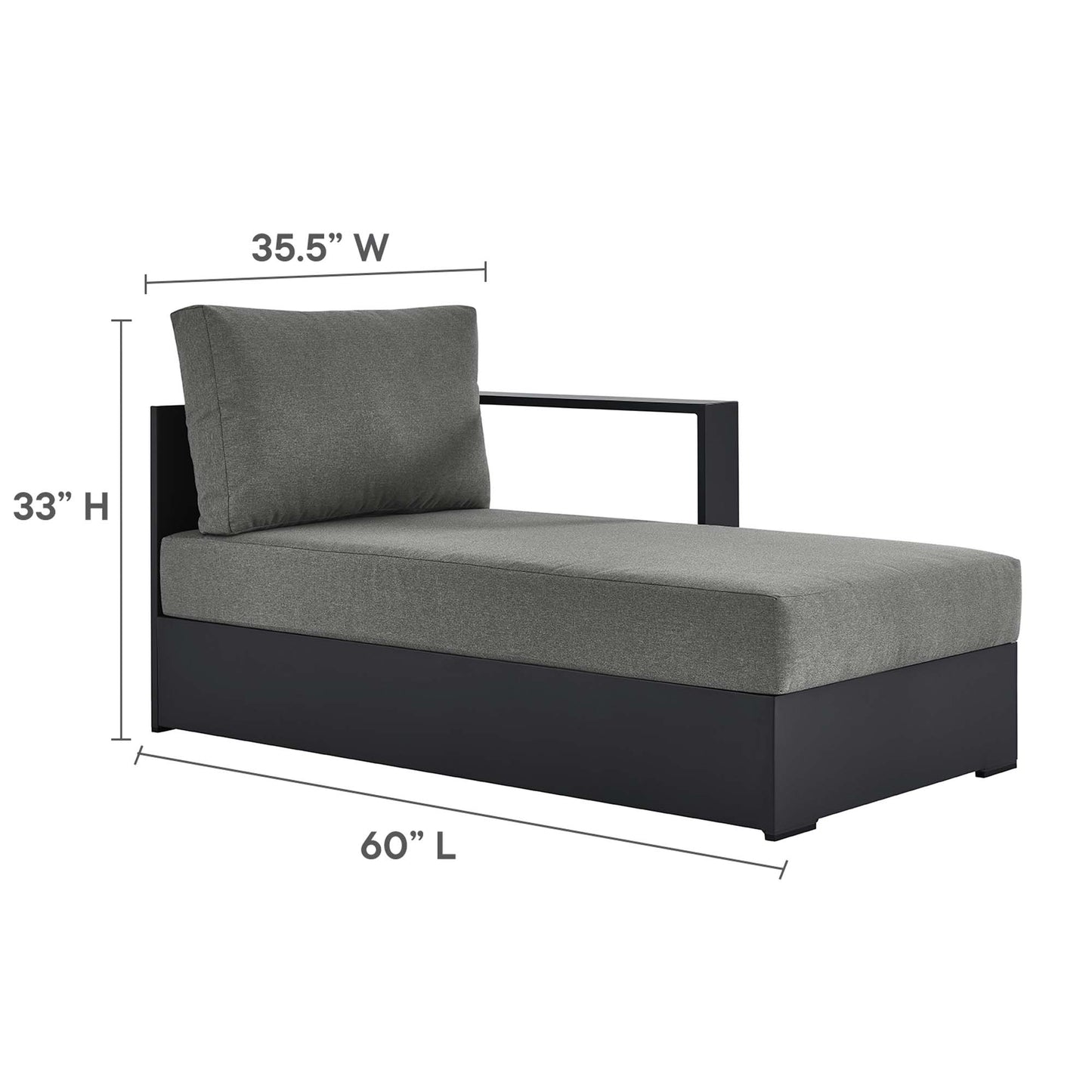 Tahoe 2-Piece Outdoor Patio Powder-Coated Aluminum Right-Facing Chaise Sectional Sofa Set