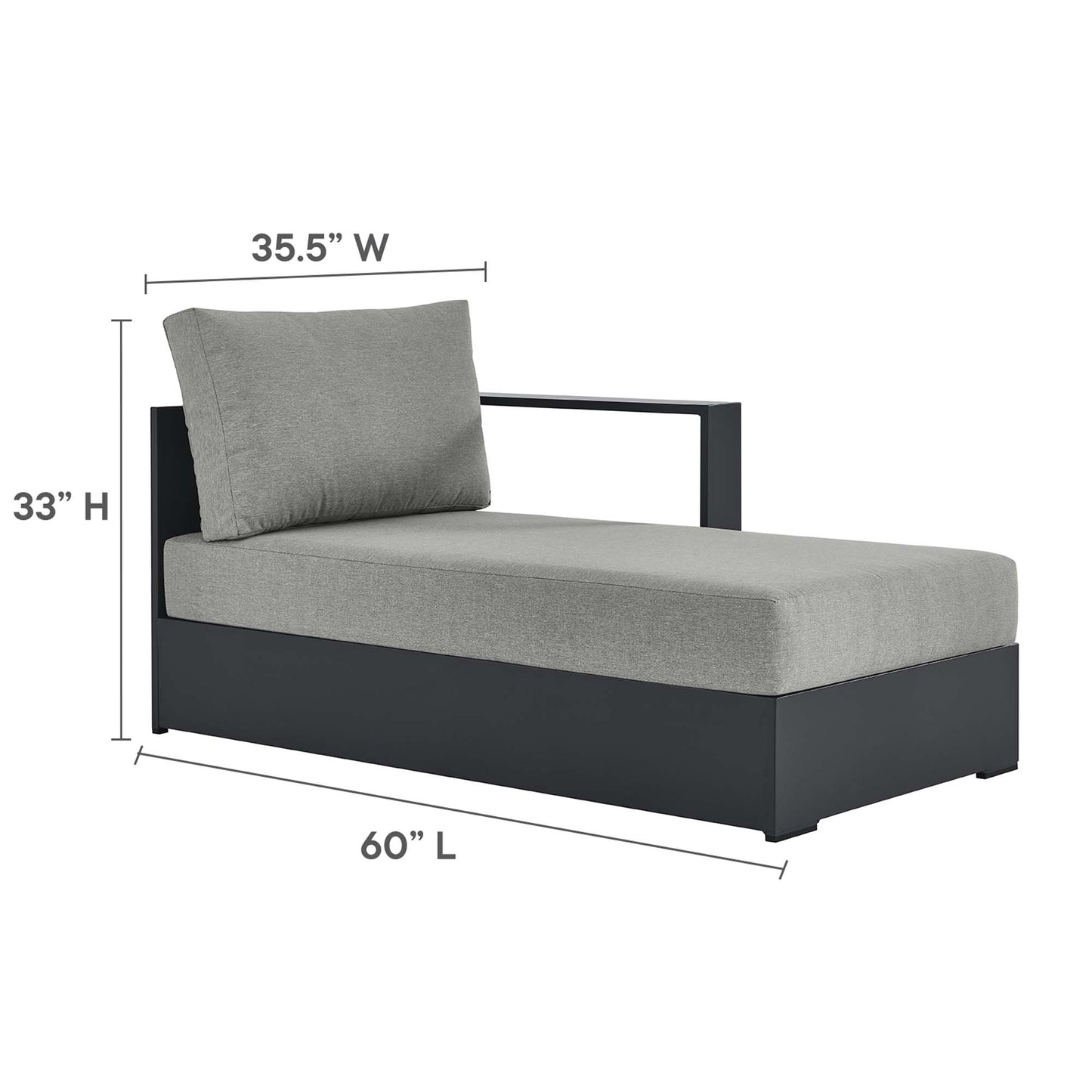 Tahoe 2-Piece Outdoor Patio Powder-Coated Aluminum Right-Facing Chaise Sectional Sofa Set