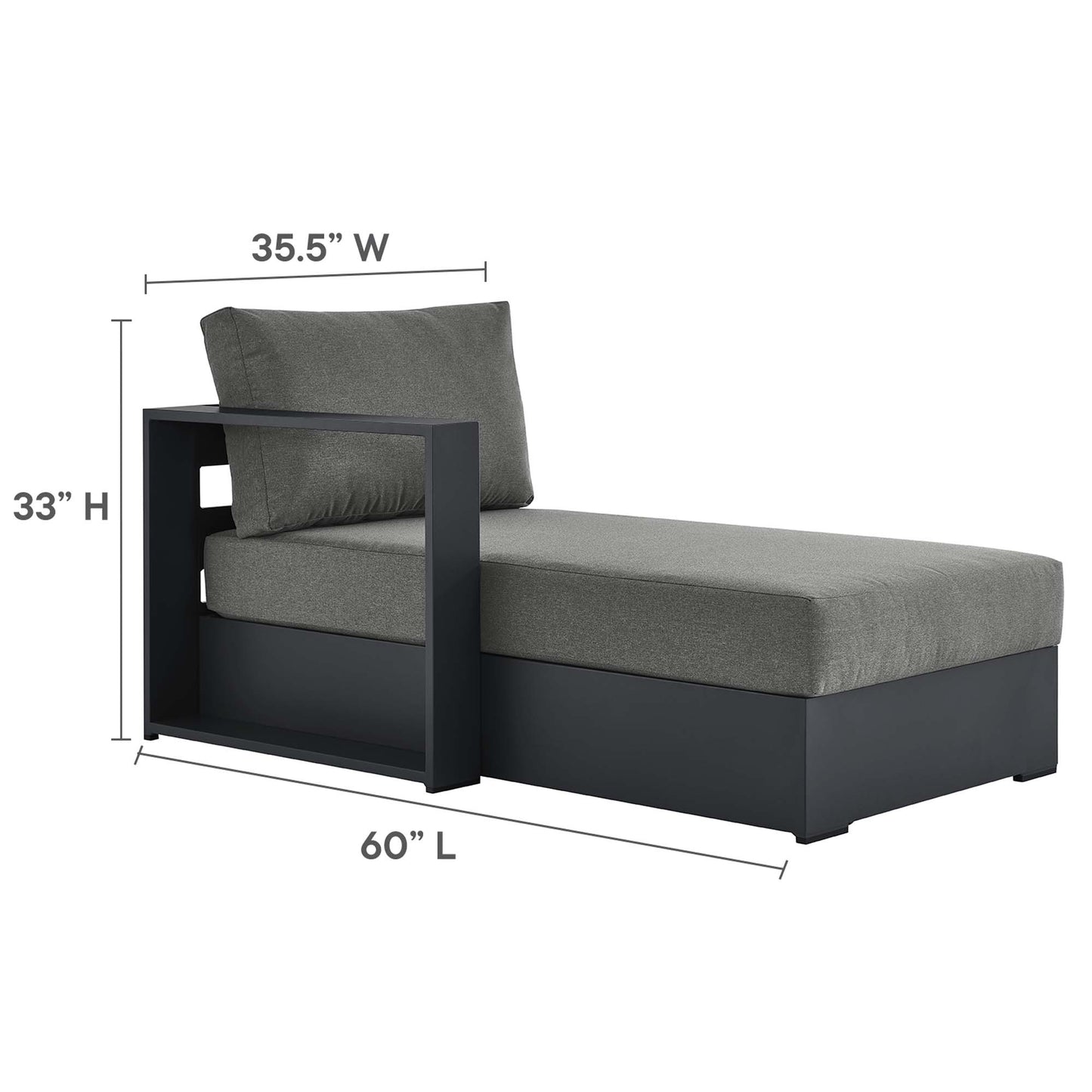 Conjunto de sofá seccional con chaise longue de aluminio con revestimiento en polvo para exteriores de 2 piezas Tahoe de Modway