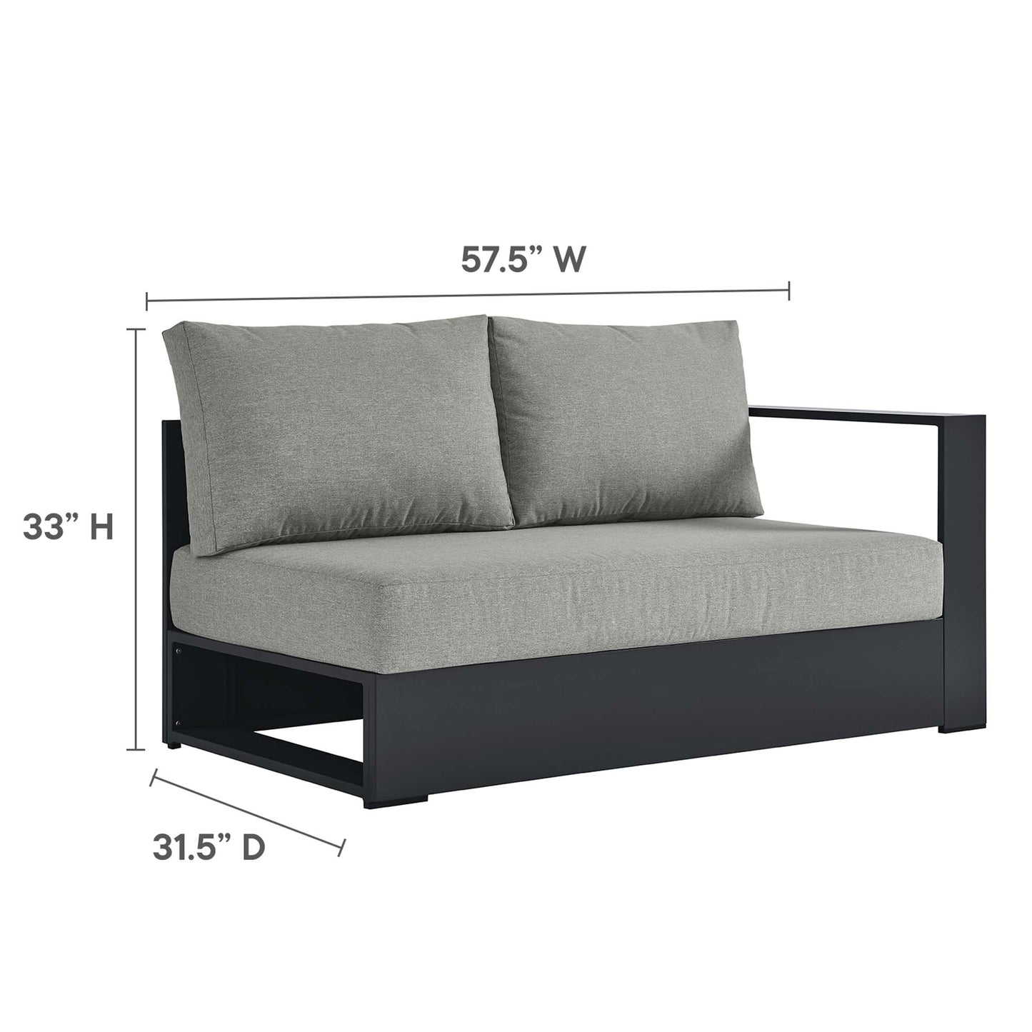 Conjunto de sofá seccional con chaise longue de aluminio con revestimiento en polvo para exteriores de 2 piezas Tahoe de Modway