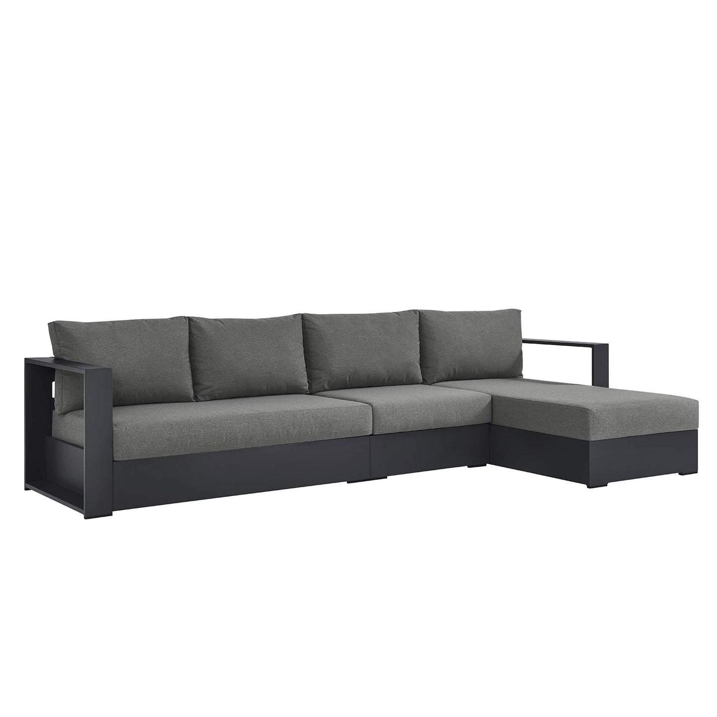 Tahoe 3-Piece Outdoor Patio Powder-Coated Aluminum Right-Facing Chaise Sectional Sofa Set