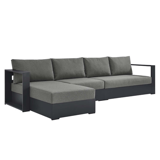 Tahoe 3-Piece Outdoor Patio Powder-Coated Aluminum Left-Facing Chaise Sectional Sofa Set