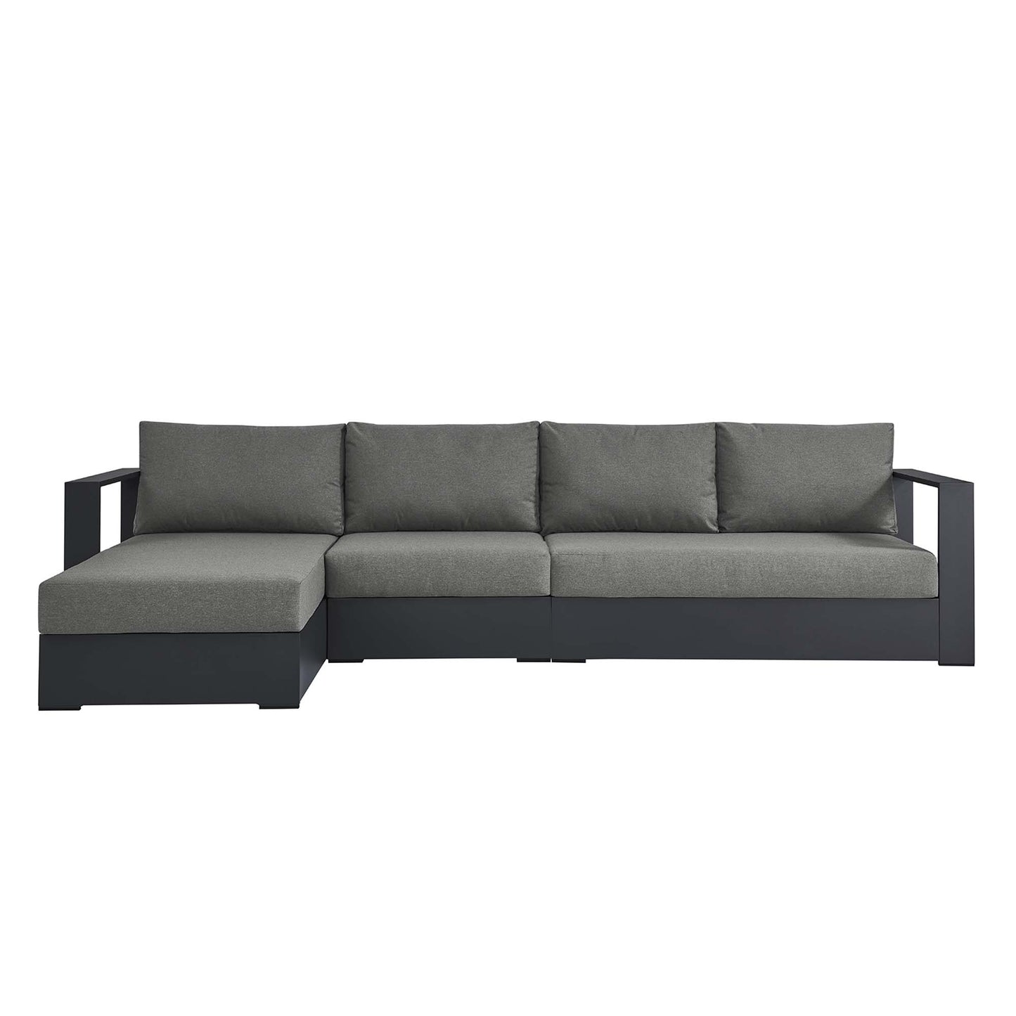 Tahoe 3-Piece Outdoor Patio Powder-Coated Aluminum Left-Facing Chaise Sectional Sofa Set