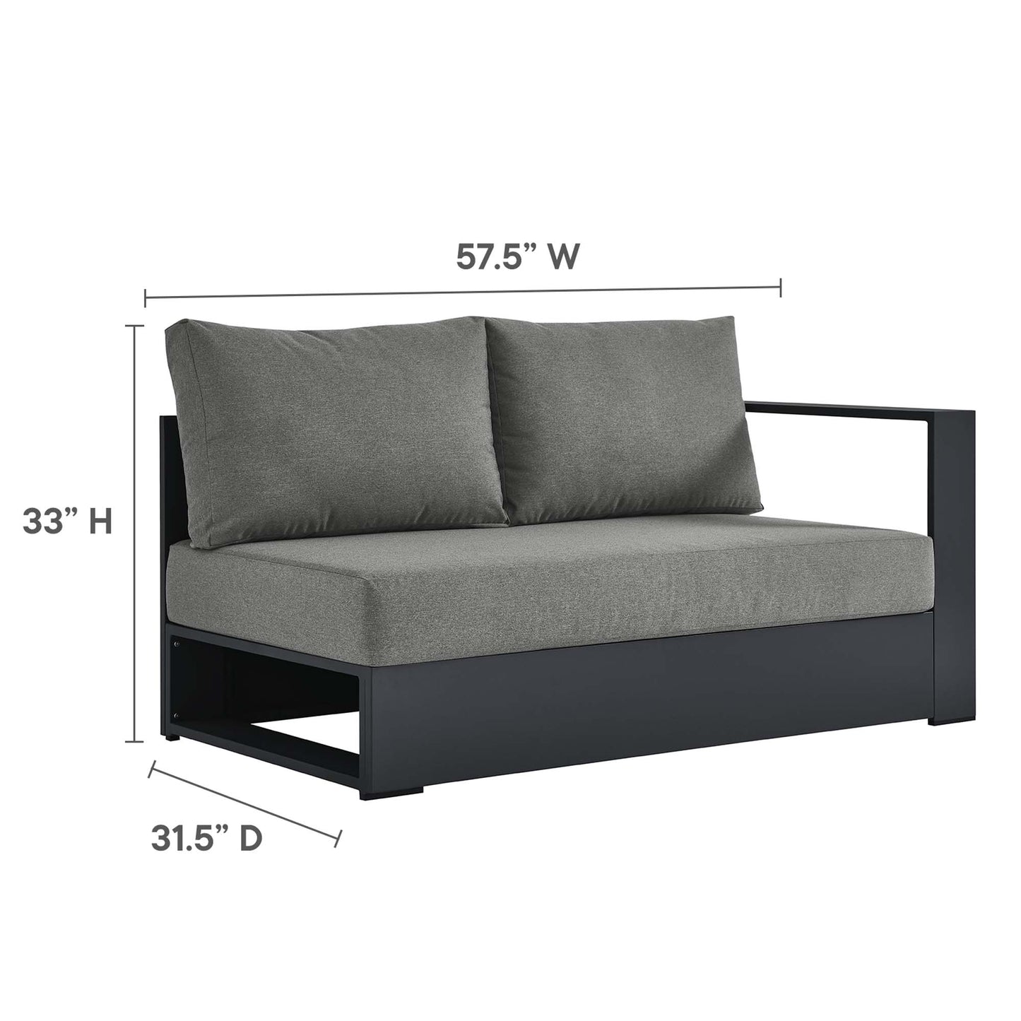 Tahoe 3-Piece Outdoor Patio Powder-Coated Aluminum Left-Facing Chaise Sectional Sofa Set