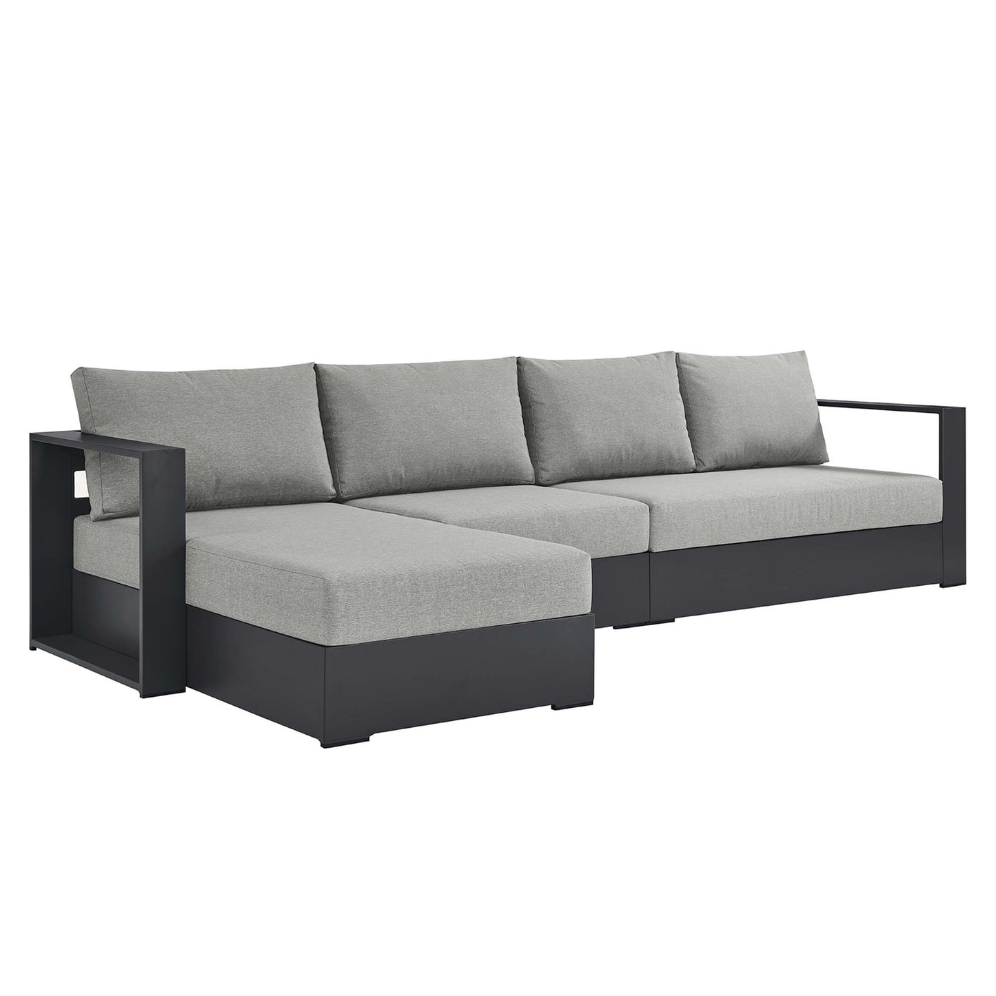 Tahoe 3-Piece Outdoor Patio Powder-Coated Aluminum Left-Facing Chaise Sectional Sofa Set