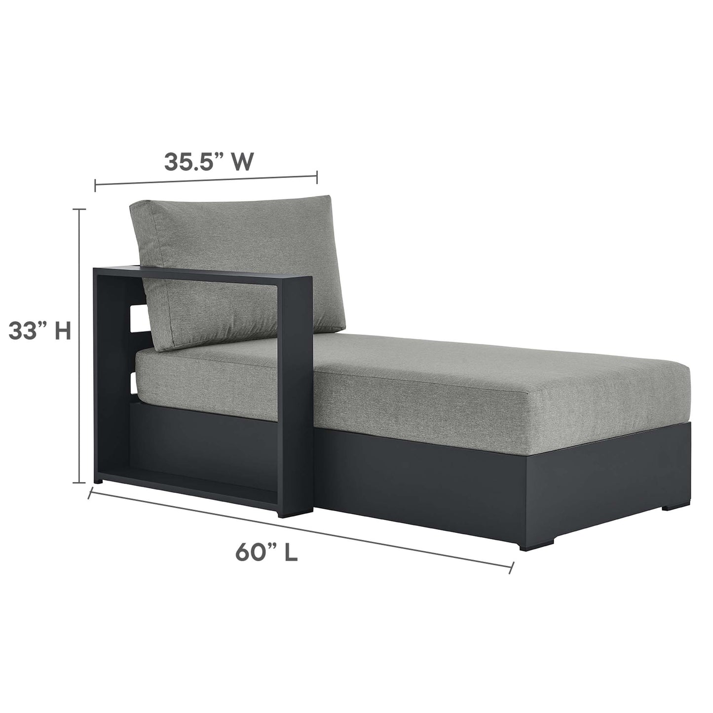 Tahoe 3-Piece Outdoor Patio Powder-Coated Aluminum Left-Facing Chaise Sectional Sofa Set