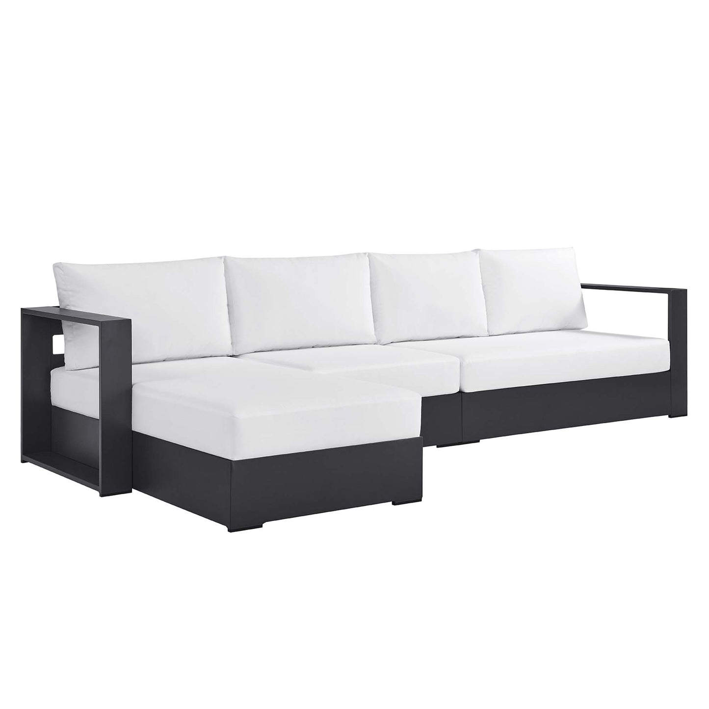 Tahoe 3-Piece Outdoor Patio Powder-Coated Aluminum Left-Facing Chaise Sectional Sofa Set