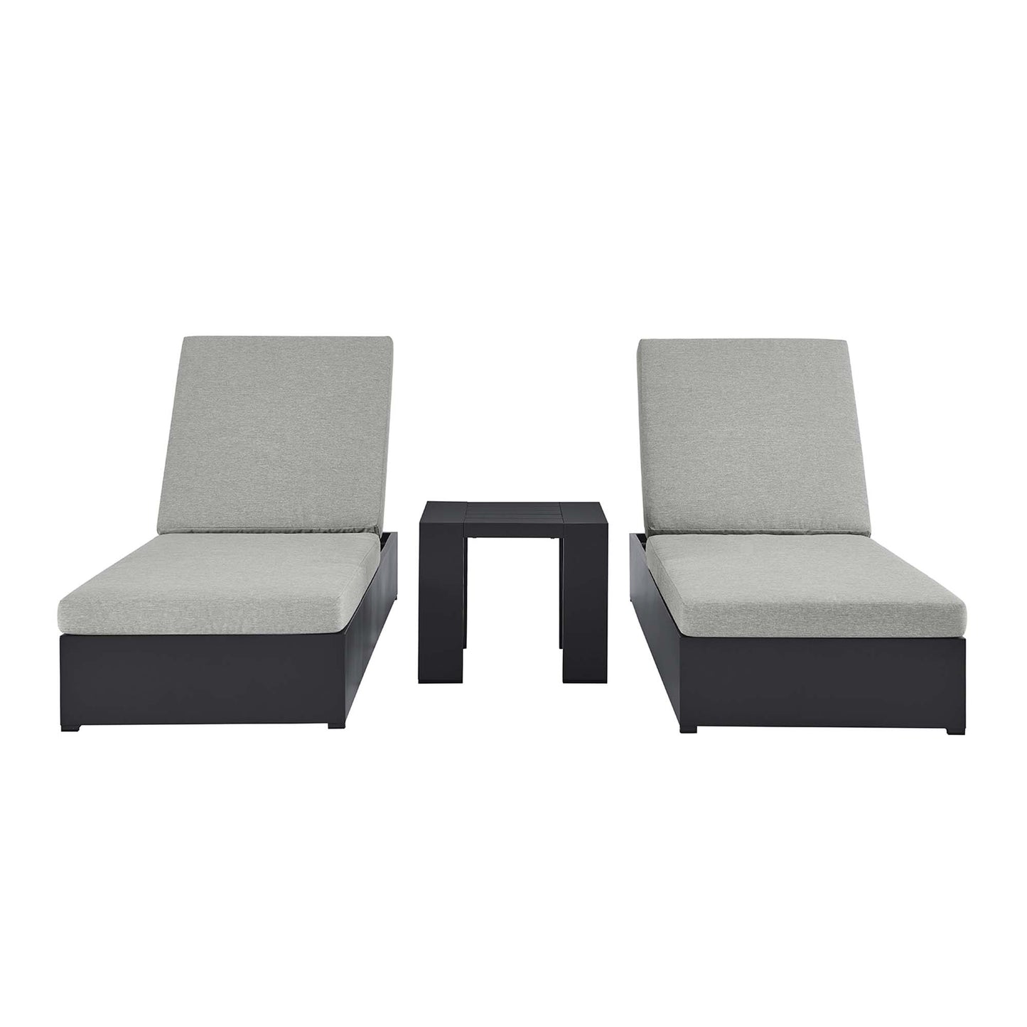 Tahoe 3-Piece Outdoor Patio Powder-Coated Aluminum Chaise Lounge Set