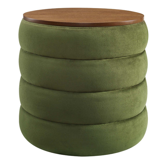 Mezzo Round Performance Velvet Storage Ottoman