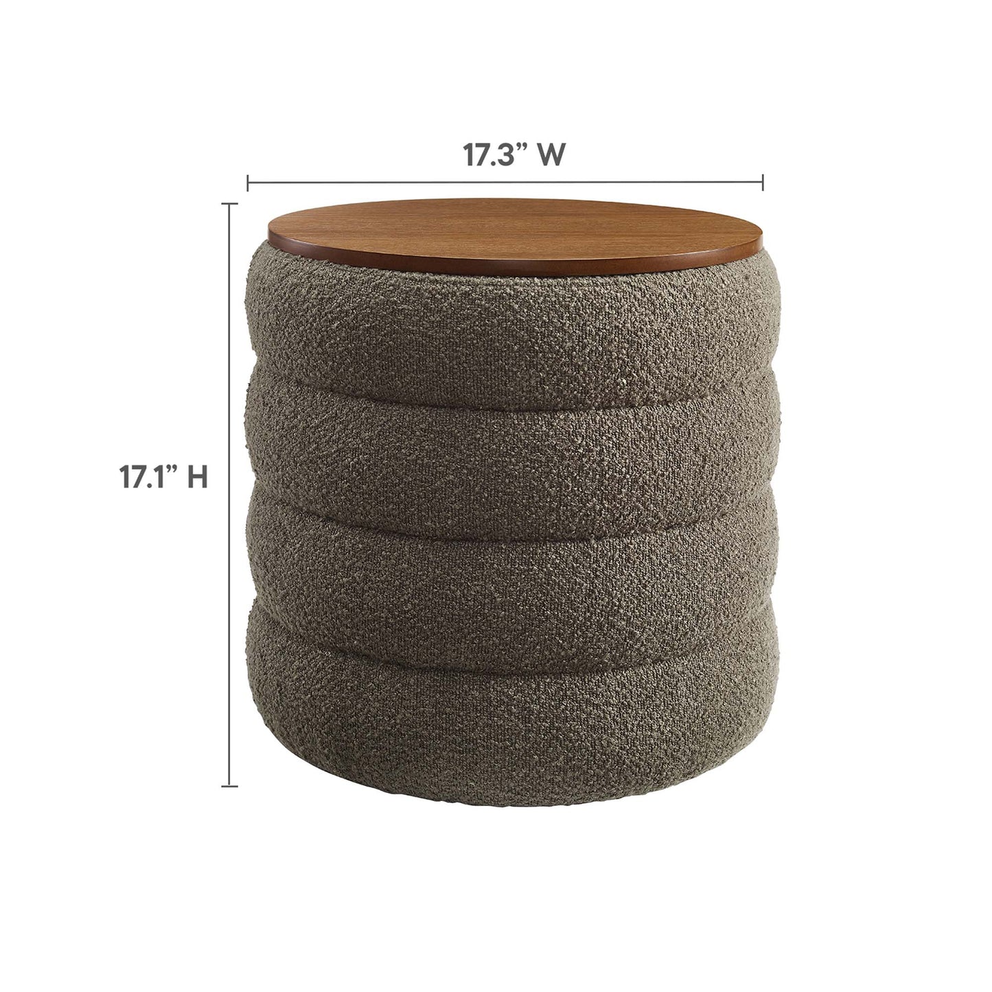 Mezzo Round Boucle Fabric Storage Ottoman