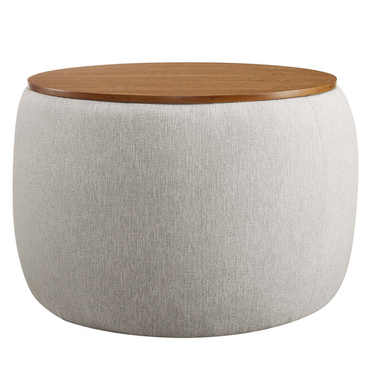 Perla Woven Heathered Fabric Upholstered Storage Ottoman