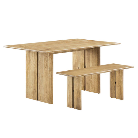 Amistad 60" Wood Dining Table and Bench Set by Modway