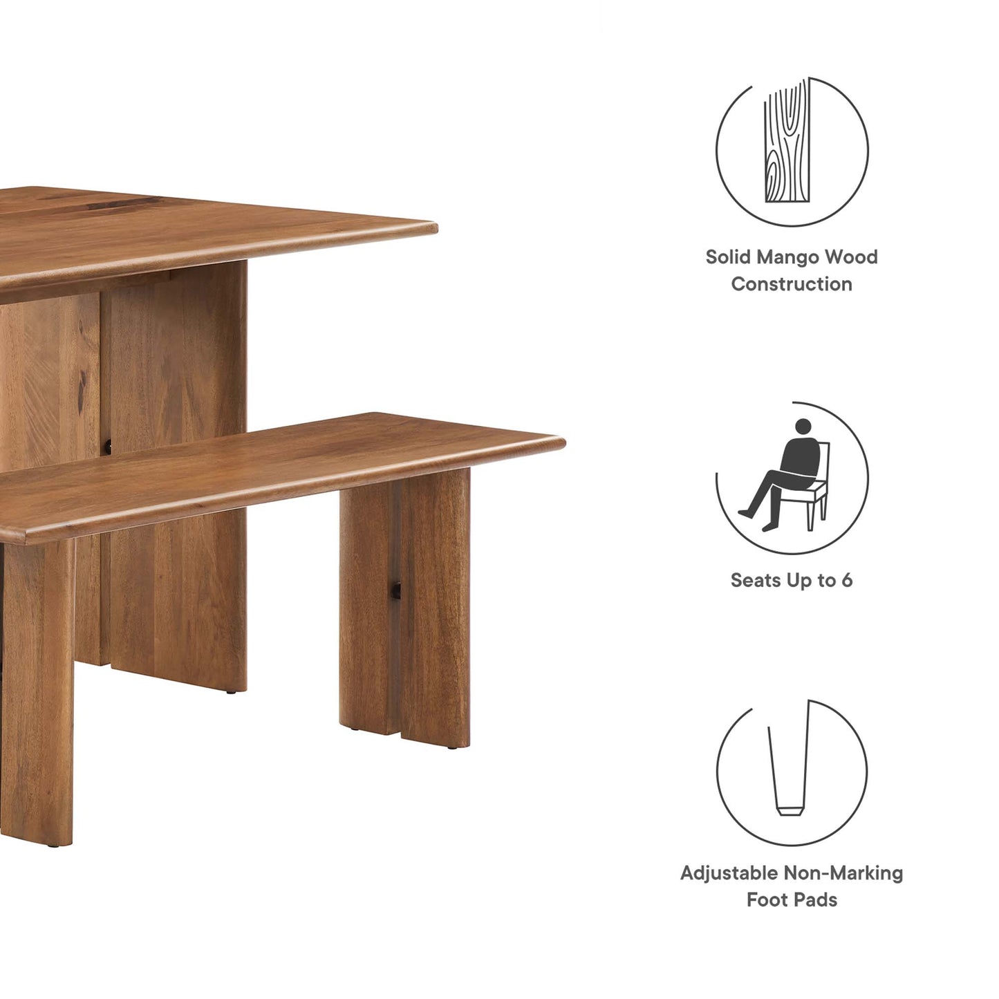 Amistad 60" Wood Dining Table and Bench Set by Modway