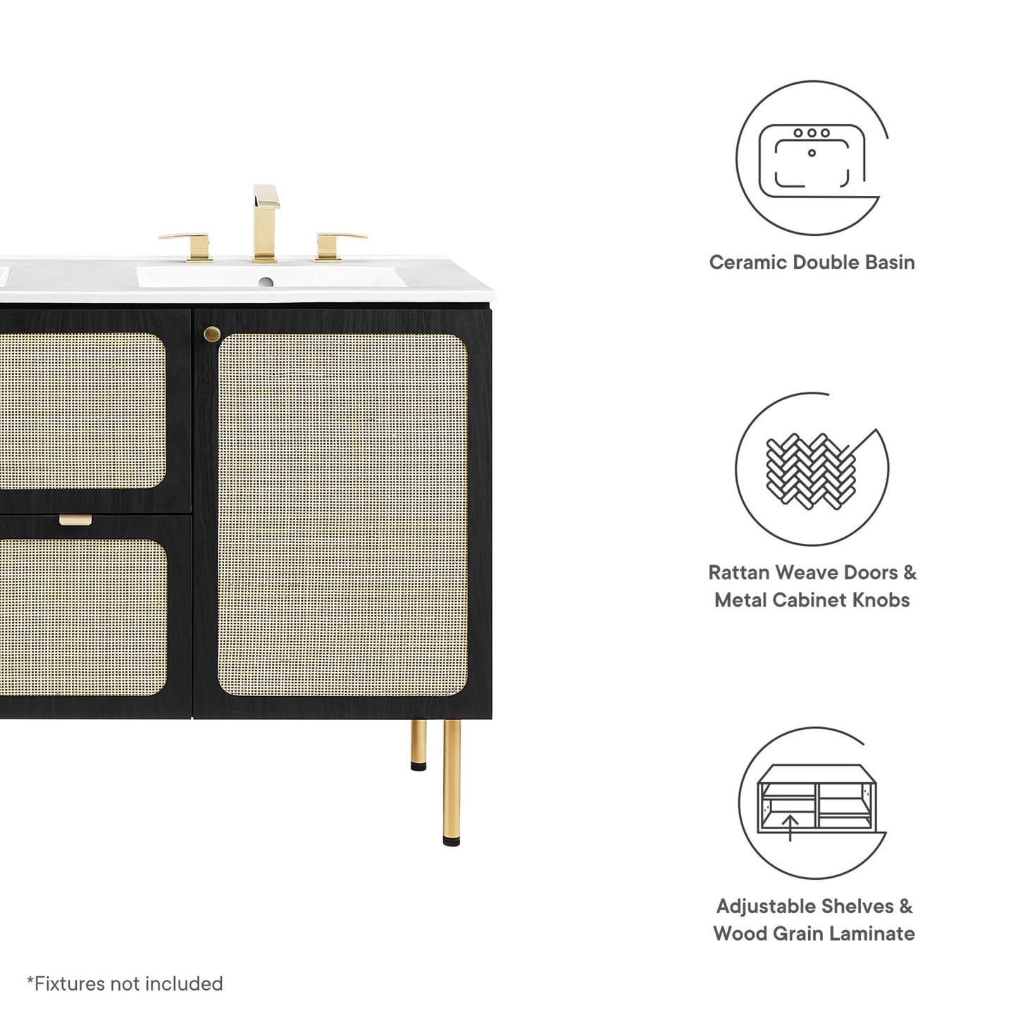 Meuble-lavabo double Chaucer de 48 po par Modway