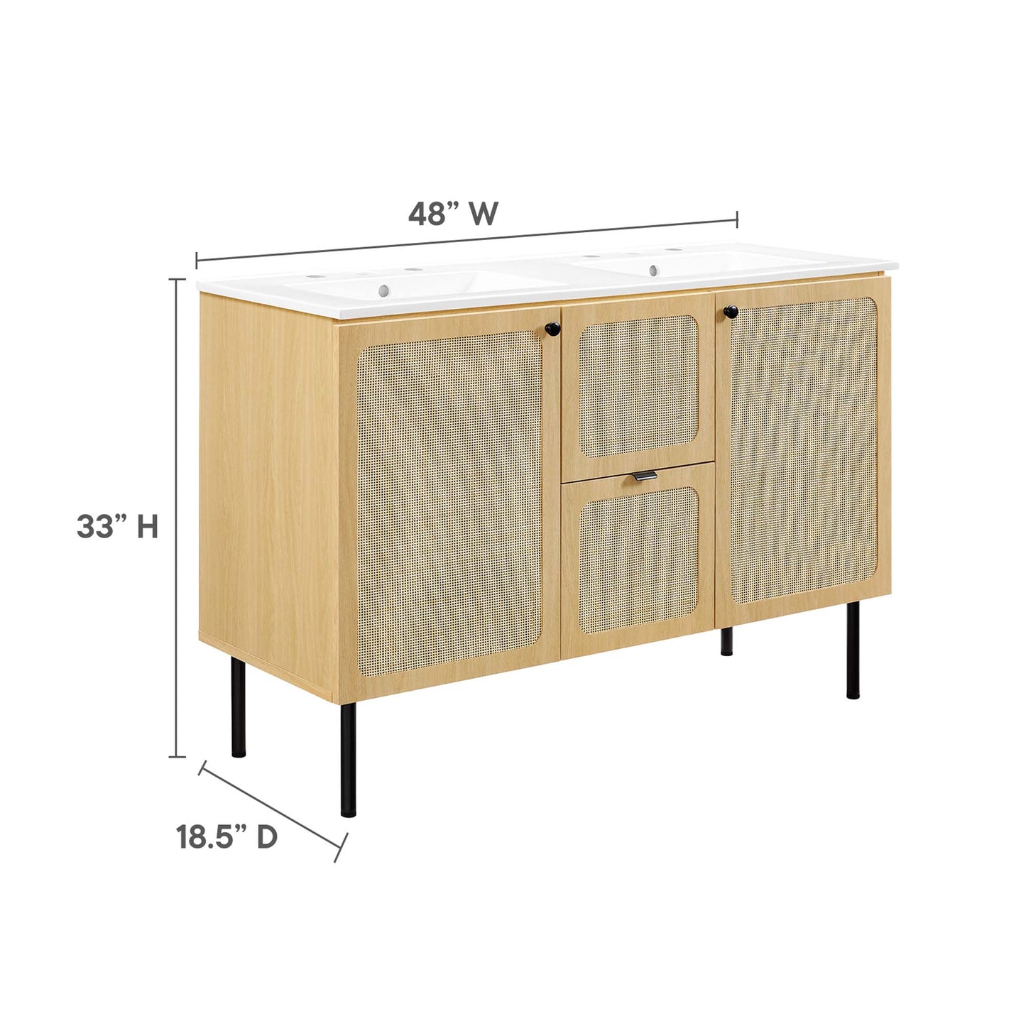 Meuble-lavabo double Chaucer de 48 po par Modway