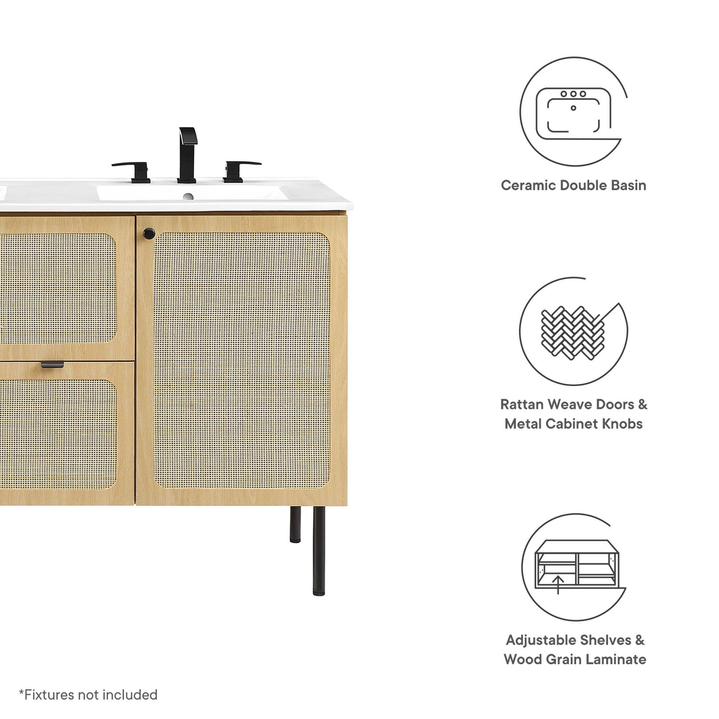 Meuble-lavabo double Chaucer de 48 po par Modway