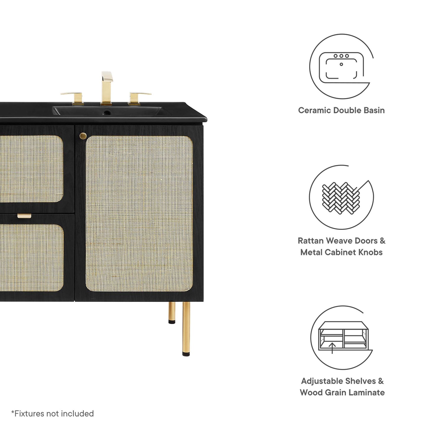 Meuble-lavabo double Chaucer de 48 po par Modway