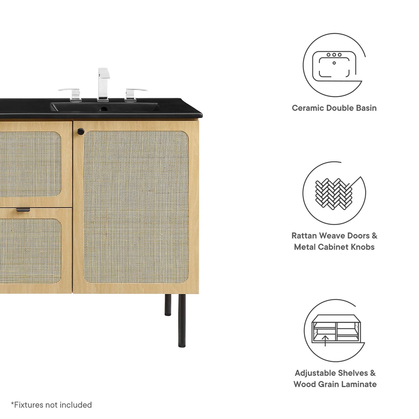 Meuble-lavabo double Chaucer de 48 po par Modway