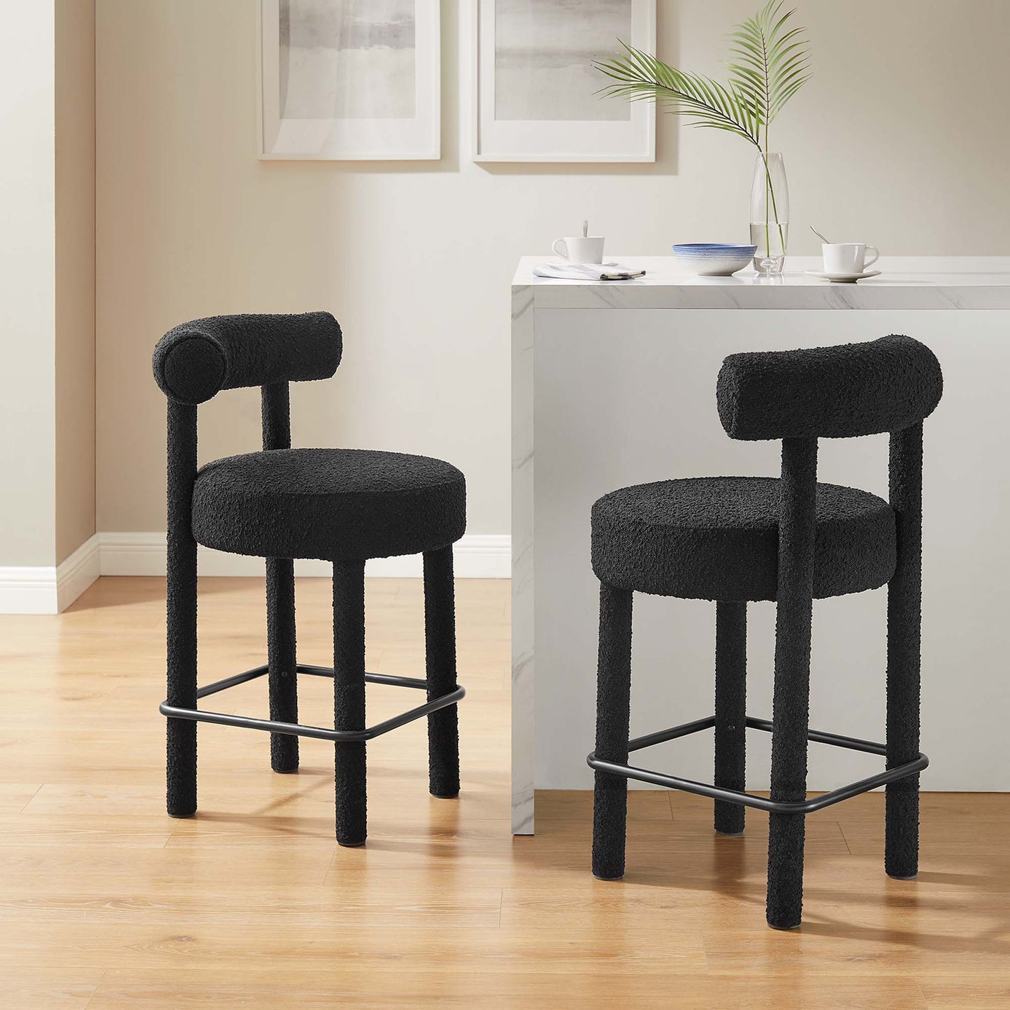 Toulouse Boucle Fabric Counter Stool Set of 2