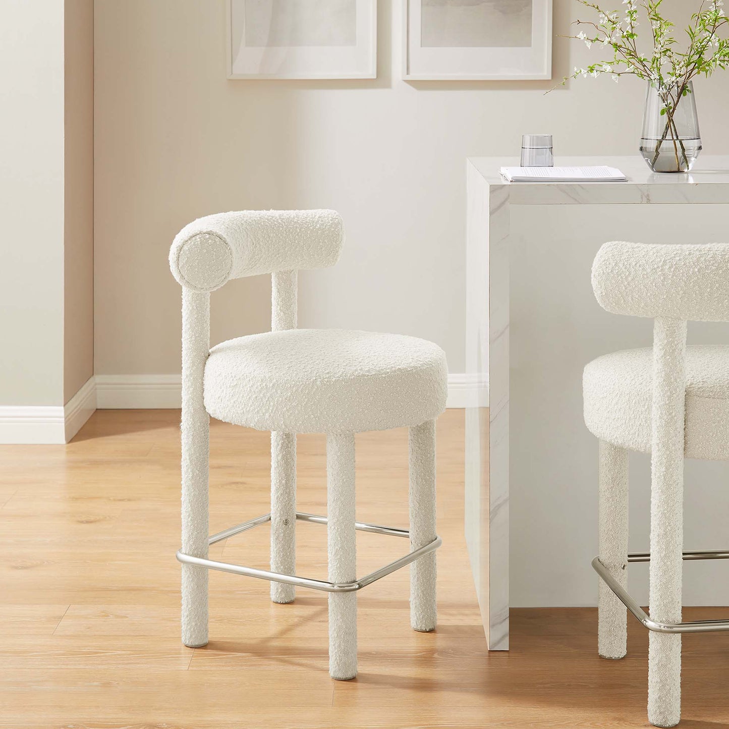 Toulouse Boucle Fabric Counter Stool Set of 2