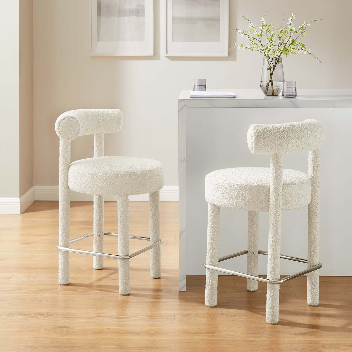 Toulouse Boucle Fabric Counter Stool Set of 2