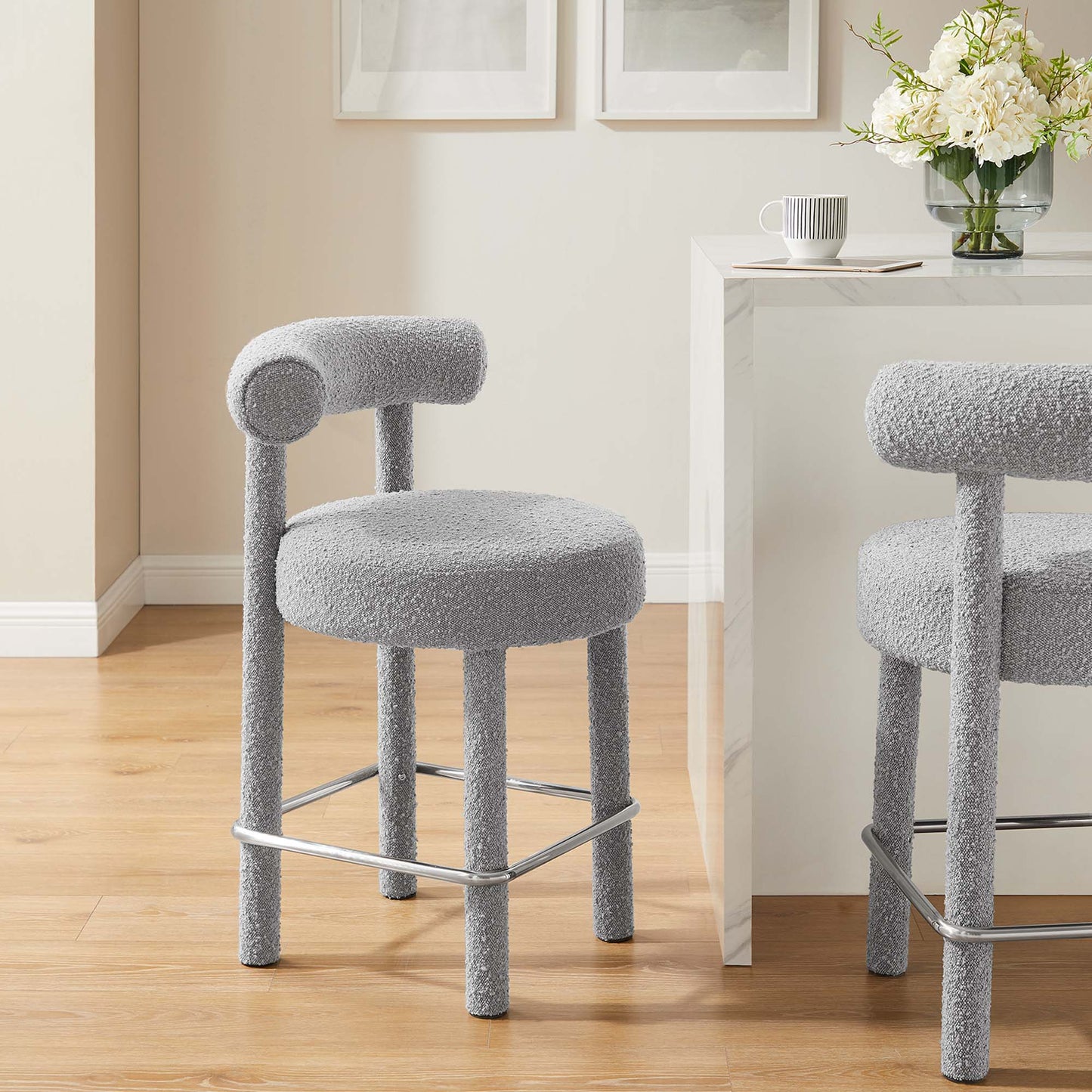 Toulouse Boucle Fabric Counter Stool Set of 2