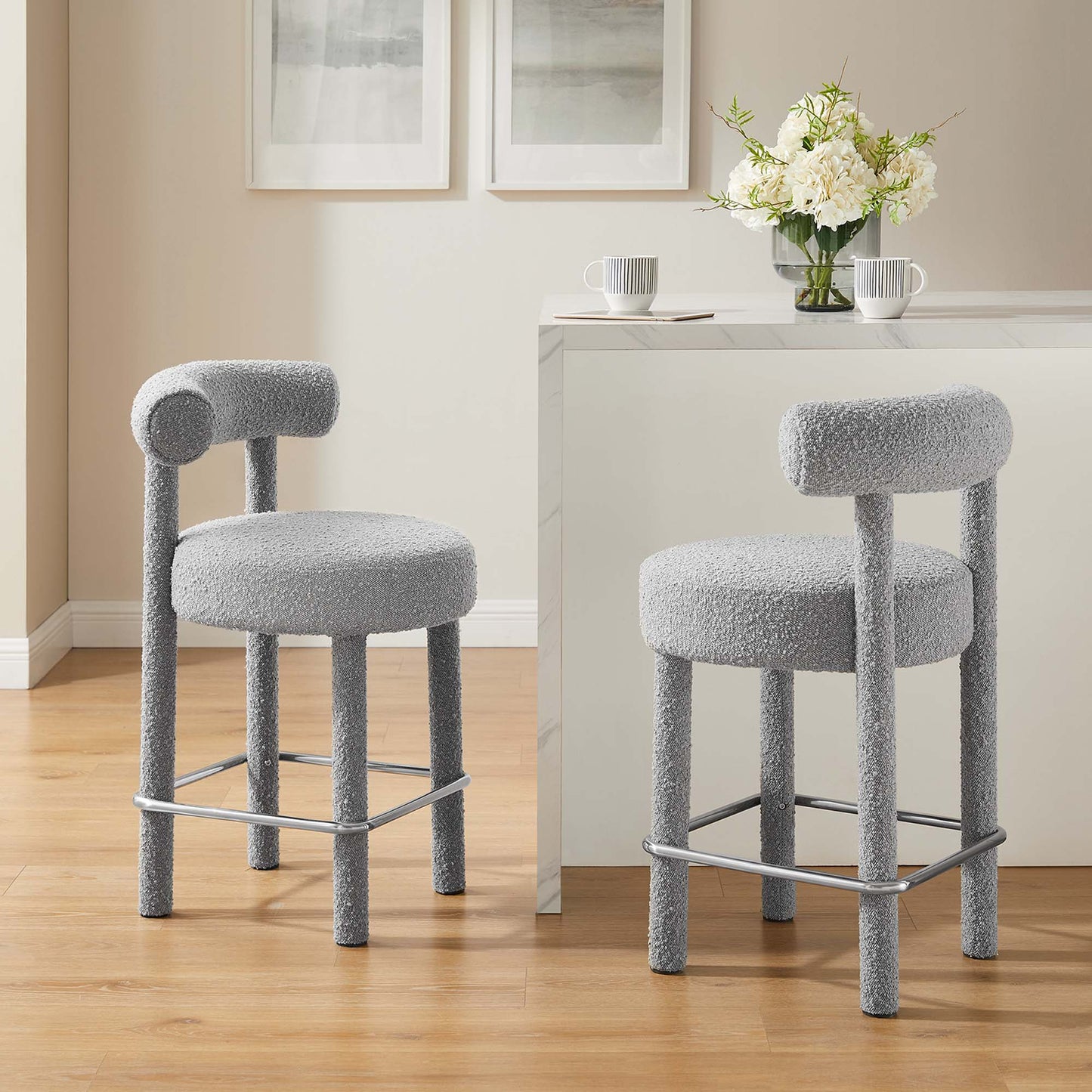 Toulouse Boucle Fabric Counter Stool Set of 2