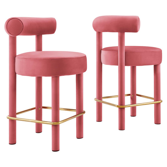 Toulouse Performance Velvet Counter Stool Set of 2