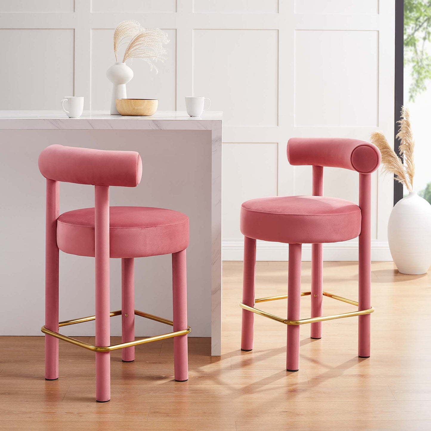 Toulouse Performance Velvet Counter Stool Set of 2