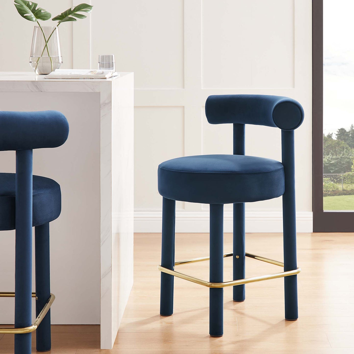 Toulouse Performance Velvet Counter Stool Set of 2