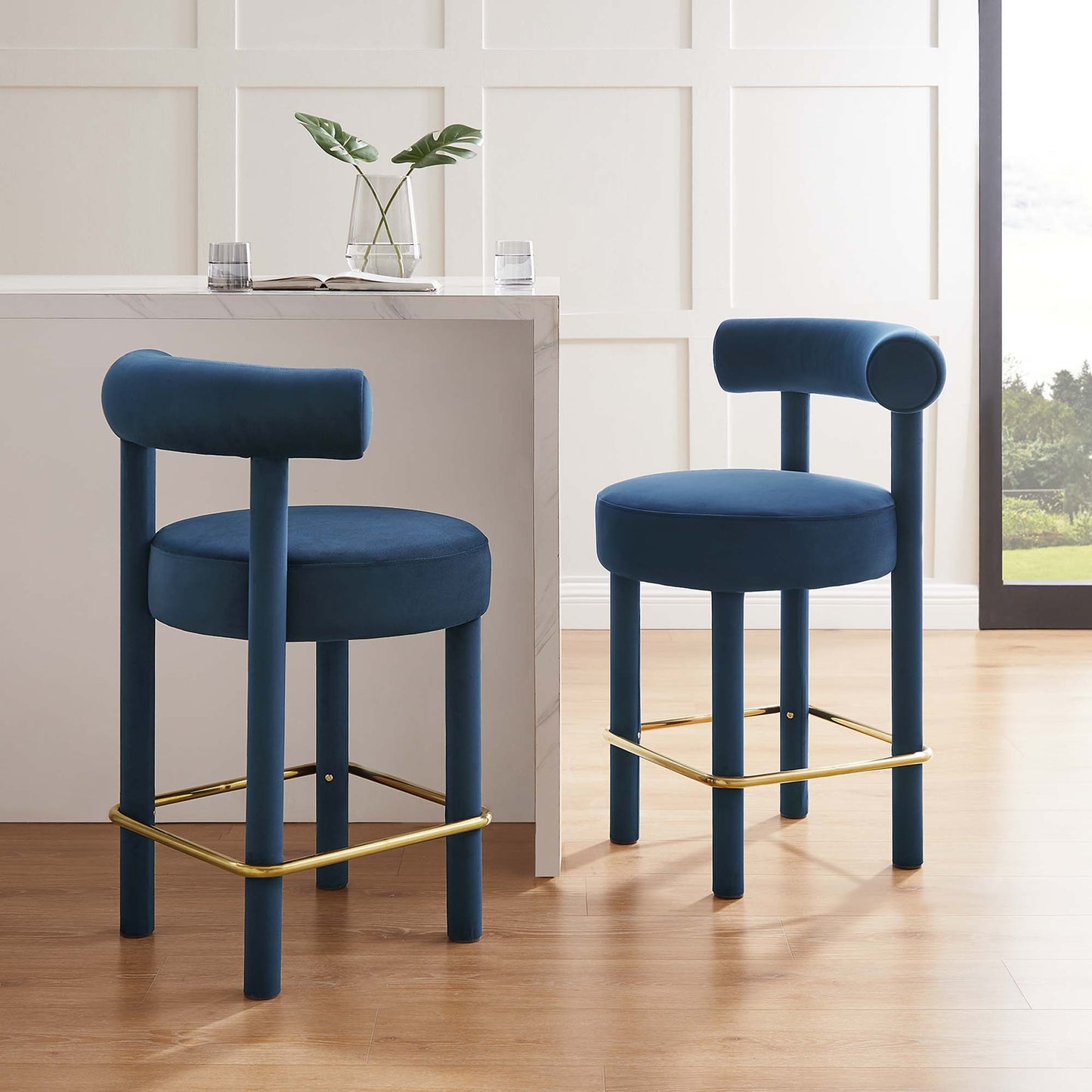 Toulouse Performance Velvet Counter Stool Set of 2