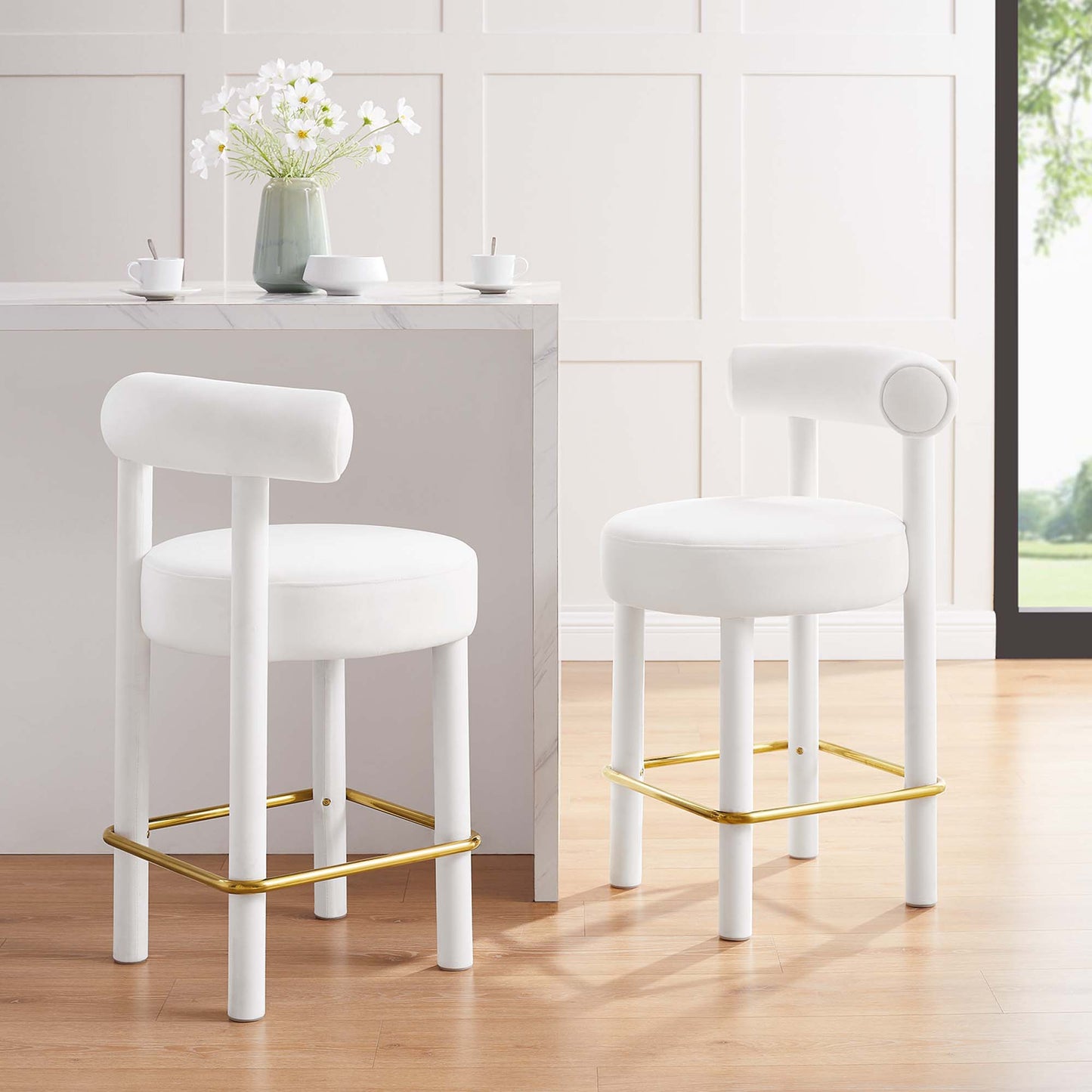 Toulouse Performance Velvet Counter Stool Set of 2