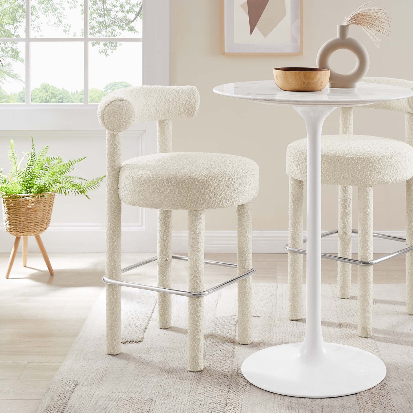 Toulouse Boucle Fabric Bar Stool Set of 2